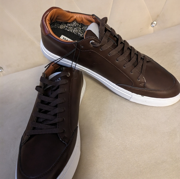 NWOB Madden by Steve Madden Leather Lace up Brown Sneakers Men's 10 - Picture 1 of 7